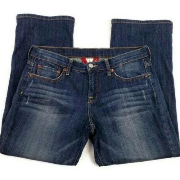 Lucky Brand Easy Rider Blue Stonewash Distressed Denim Capri Jeans Womens Size 8 - Picture 5 of 14